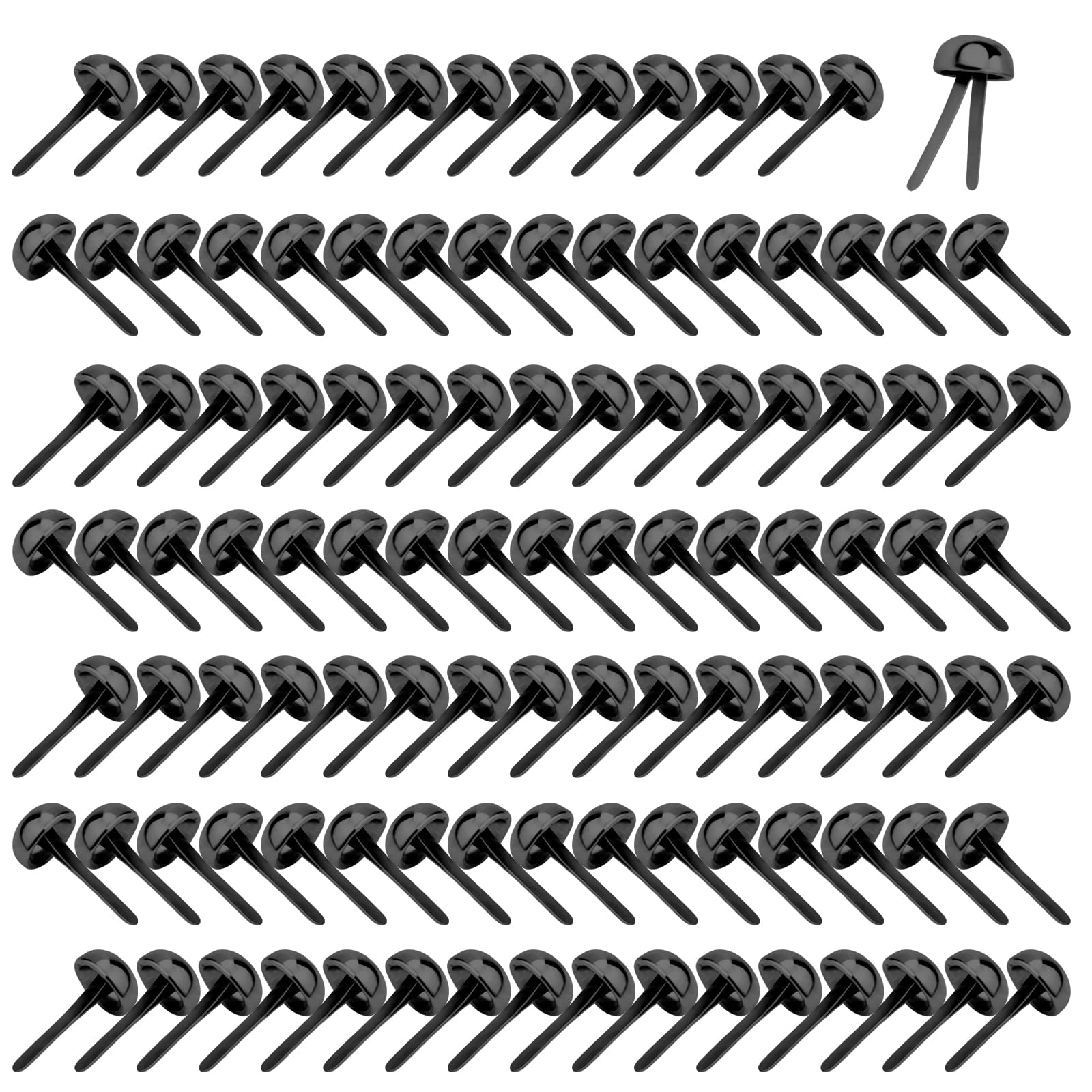 Bercoor 200 Pieces Black Round Metal Paper Fasteners Brads - 8 x 17mm Brass Fasteners for Scrapbooking, DIY Crafts, School Projects | Perfect for Card Making, Photo Albums & Art Journals