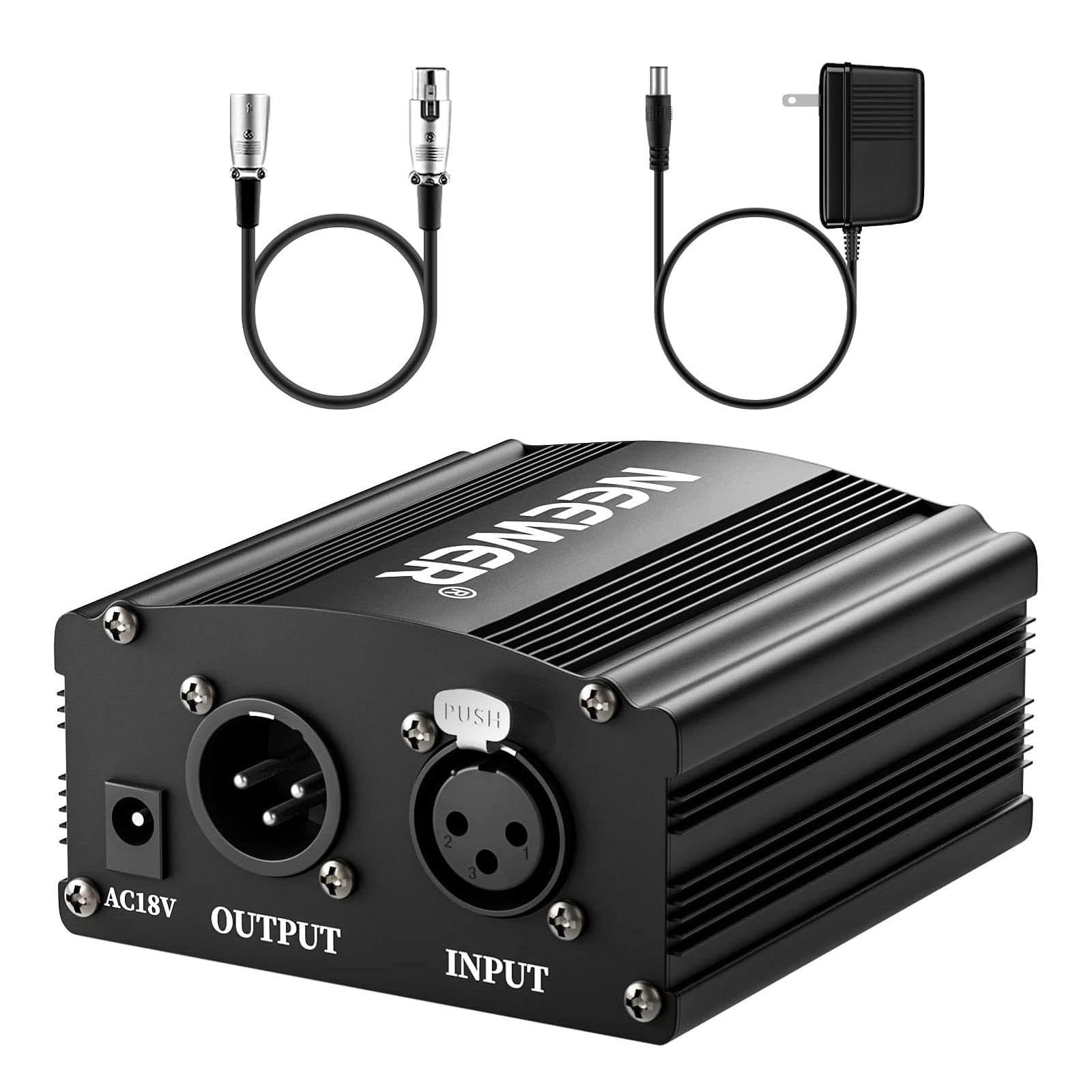 NEEWER NW 100 48V Phantom Power Supply with Adapter for Condenser Microphones - Professional Studio Recording & Live Performance Audio Equipment