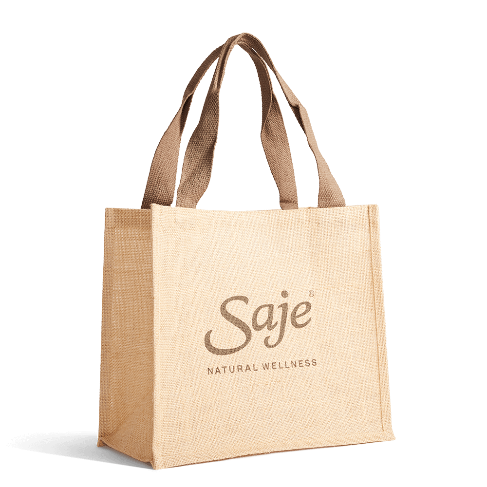 Saje Iconic Jute Bag - Eco-Friendly Reusable Shopping Tote for Groceries, Beach & Farmers Market | Sustainable Natural Fiber Carryall