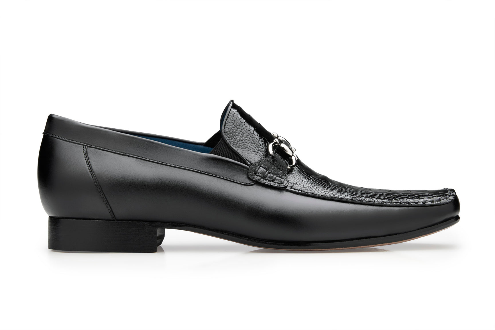 Belvedere Bruno Genuine Ostrich Leg & Italian Calf Leather Loafers - Black Dress Shoes 1026 | Premium Men's Formal Footwear for Business, Weddings & Special Occasions