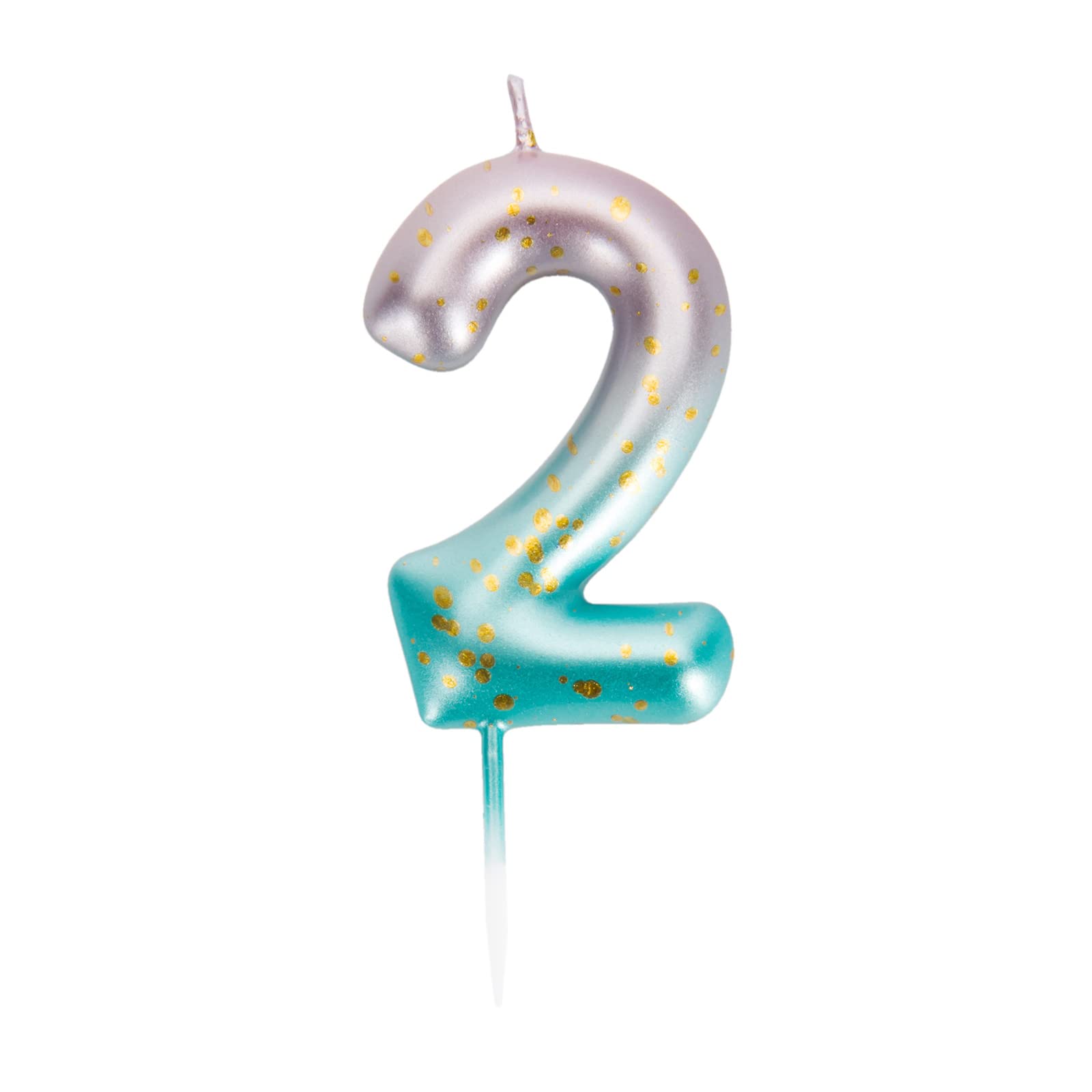 UVTQSSP Pink & Green Glitter Number 2 Birthday Candles - Cake Topper Decorations for Kids & Adults - Perfect for Birthday Parties, Anniversaries & Celebrations