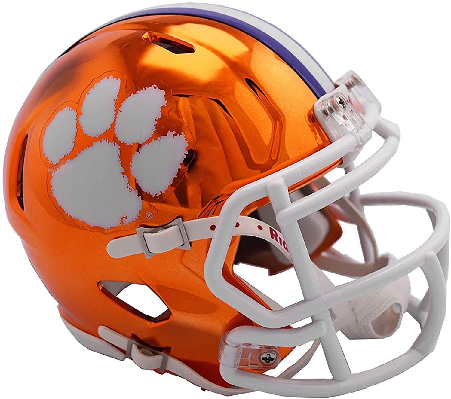 Riddell Clemson Tigers CHROME Revolution Speed Mini Football Helmet - Collectible Display & Fan Memorabilia for Home, Office, or Game Day Decor