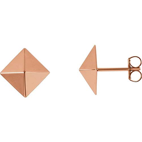 14K Rose Gold Pyramid Earrings for Women - Elegant Geometric Stud Earrings - Perfect for Everyday Wear, Parties & Special Occasions