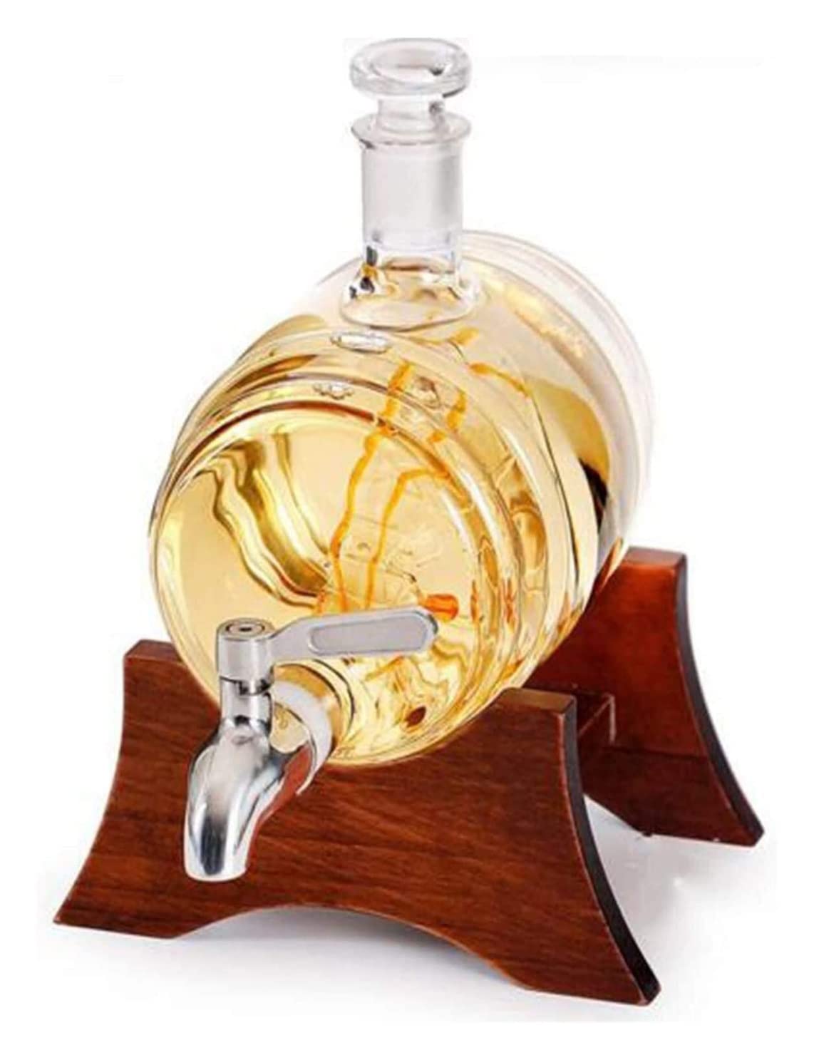 Premium 1000ML Whiskey Decanter Set with 2 Crystal Glasses & Stainless Steel Stopper - Elegant Scotch, Bourbon, Rum, Brandy, Tequila Decanter for Home Bar, Dinner Parties & Gift Giving