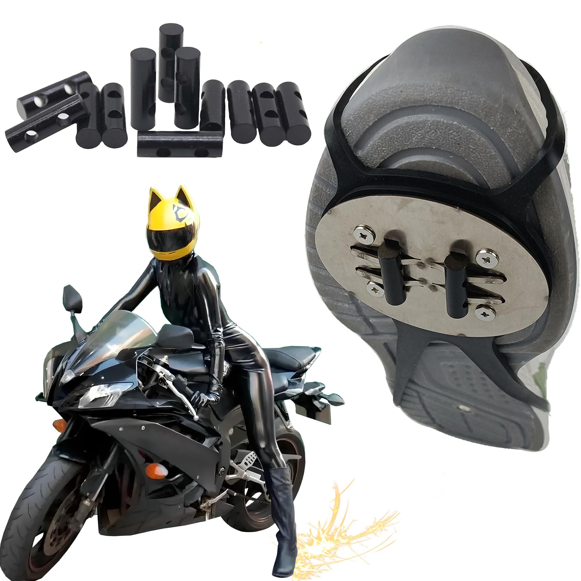 Motorcycle Shoe Cover Boot Pad - Adjustable Friction Spark Pad for Skateboard & Bike Accessories - Durable Cycling Tool for Safety Riding & Outdoor Sports