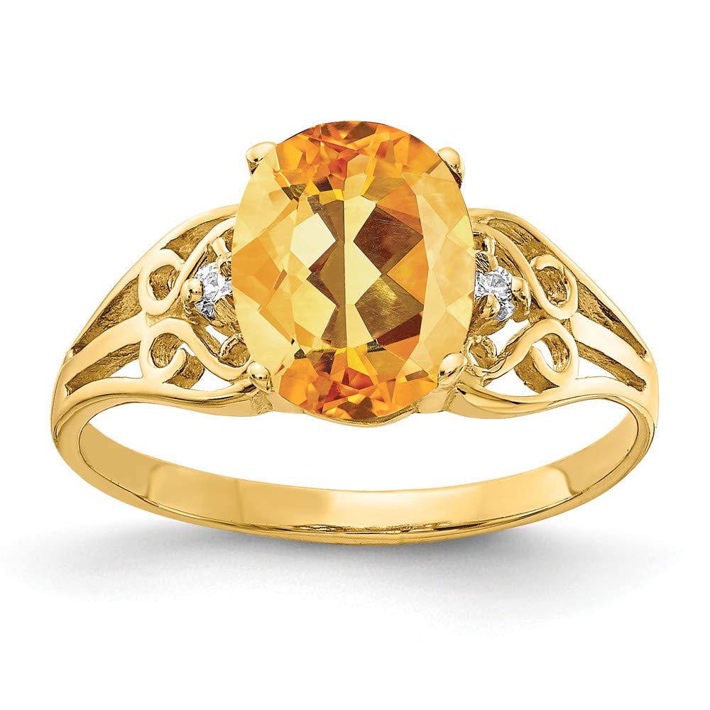 14K Gold Oval Citrine Diamond Ring for November Birthdays & Engagement