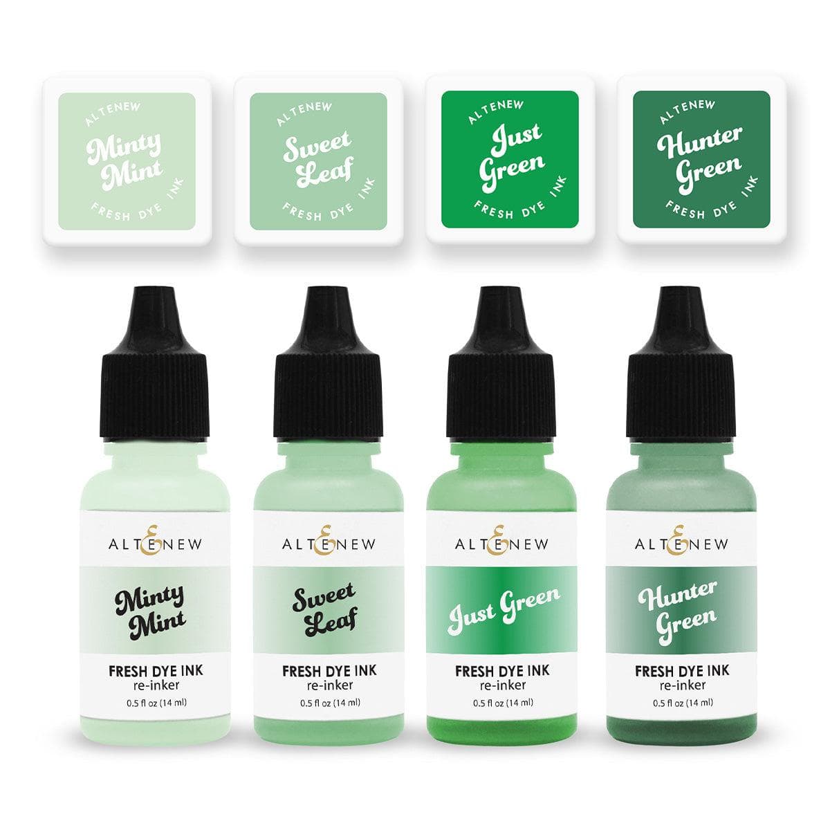 Green Meadows Fresh Dye Ink Mini Cube & Reinker Bundle Set - Perfect for Card Making, Scrapbooking & DIY Crafts
