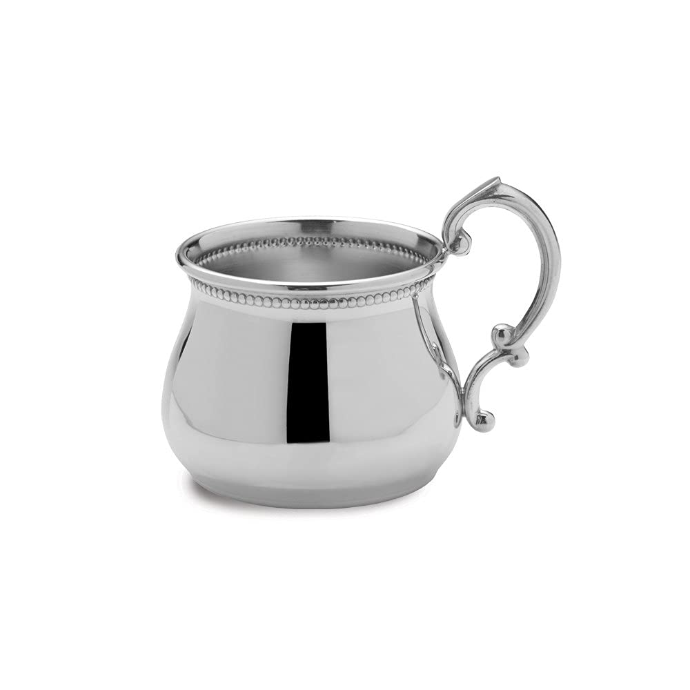 Elegant Pewter Beaded Baby Cup for Women | Unique Christening Gift for Girls | Perfect for Baptism, Baby Showers & Keepsake Collections