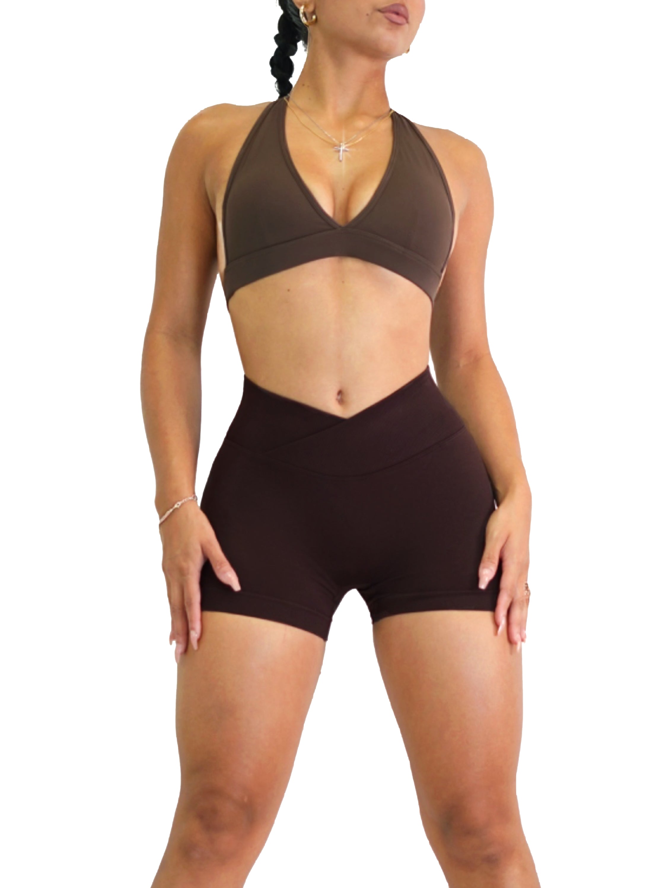 Aventura High Support Sports Bra for Women - Cocoa Brown - Moisture Wicking & Breathable for Running, Yoga & Gym Workouts