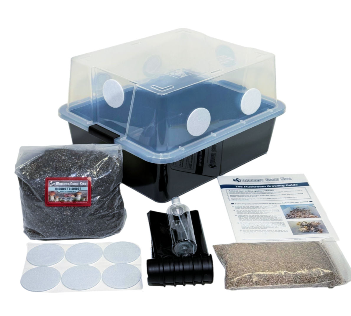 Midwest Grow Kits 44Q Monotub Mushroom Growing Kit - Bulk Spawn & Casing Supplies for Home Cultivation | Perfect for Gourmet & Medicinal Mushrooms