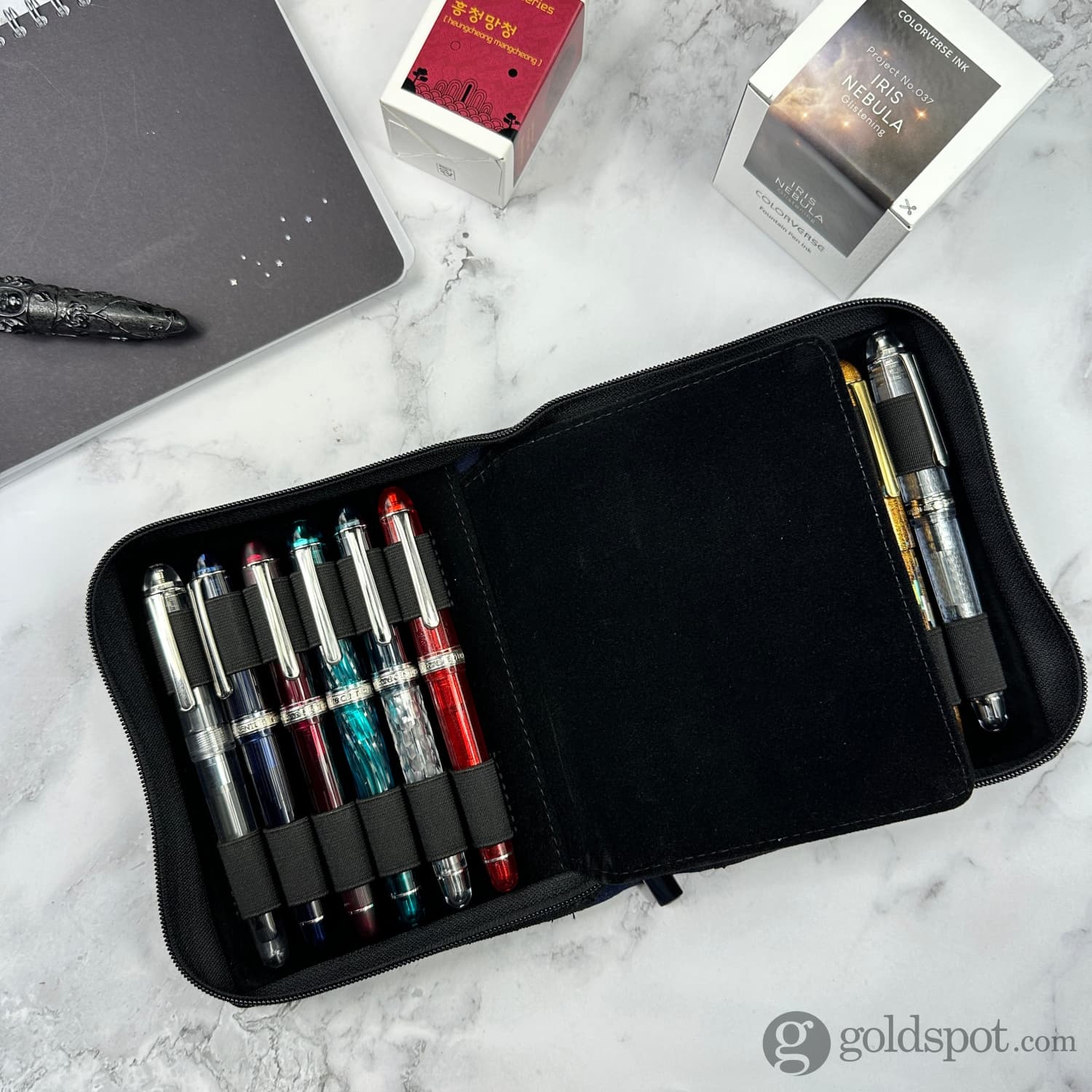 Girologio 12-Slot Zippered Pen Case - Premium Cotton Denim Pencil Pouch for School, Office & Travel Organization