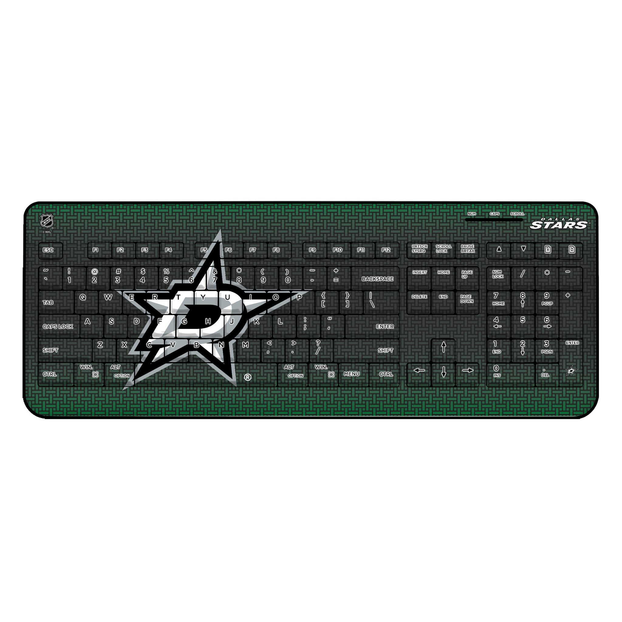 Dallas Stars Themed Wireless USB Keyboard - Ergonomic Linen Design for PC, Mac, Laptop - Perfect for Home Office, Gaming & Sports Fans Workspace