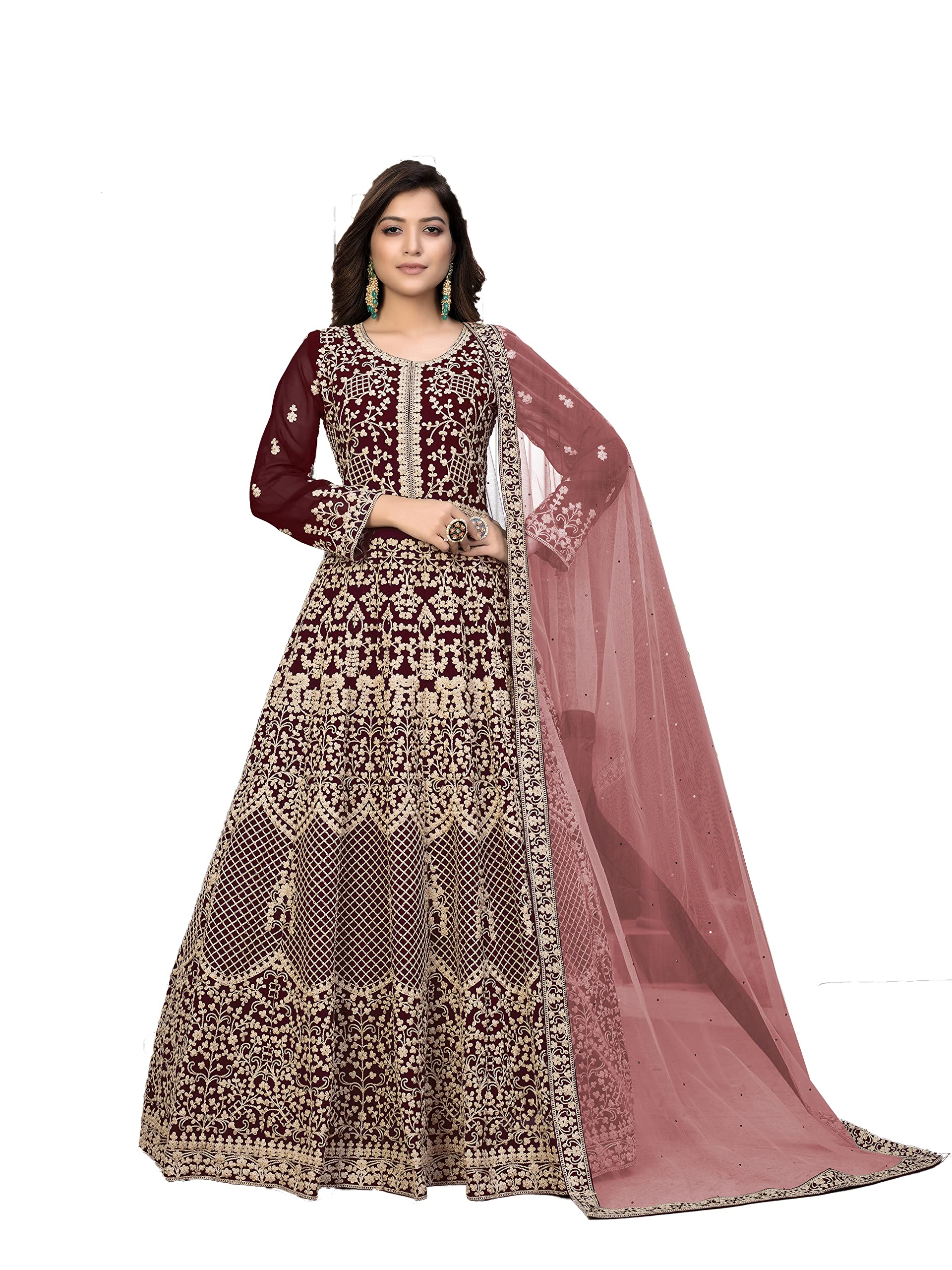 Elegant NINDOT Anarkali Wedding & Party Wear Ready-to-Wear Dress Salwar Kameez for Women - Heavy Embroidery Work - Perfect for Indian Weddings, Festivals & Special Occasions