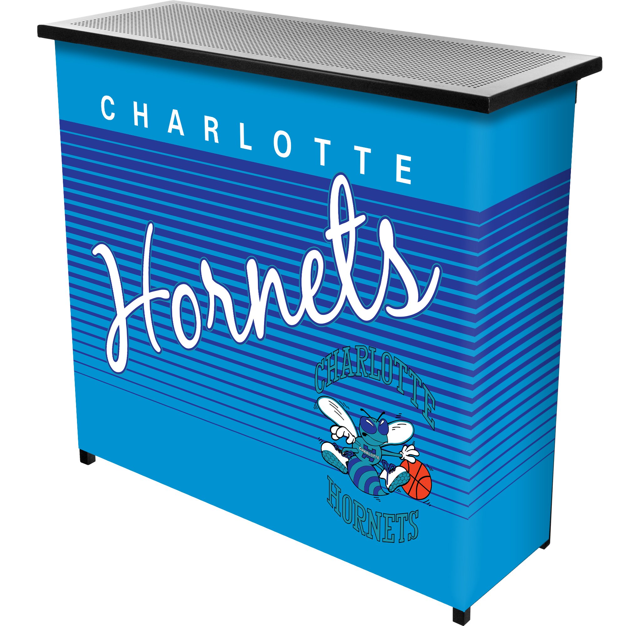 NBA Charlotte Hornets Portable Bar with Carrying Case - Compact & Lightweight Black Folding Table for Tailgating, Parties & Home Decor