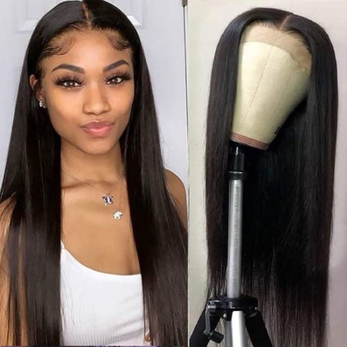 SUNKASA 150% Density Brazilian Virgin Human Hair Lace Front Wigs for Black Women - Pre Plucked with Baby Hair, 26 Inch Straight Natural Color Lace Closure Wig | Perfect for Daily Wear, Parties, Weddings & Special Occasions