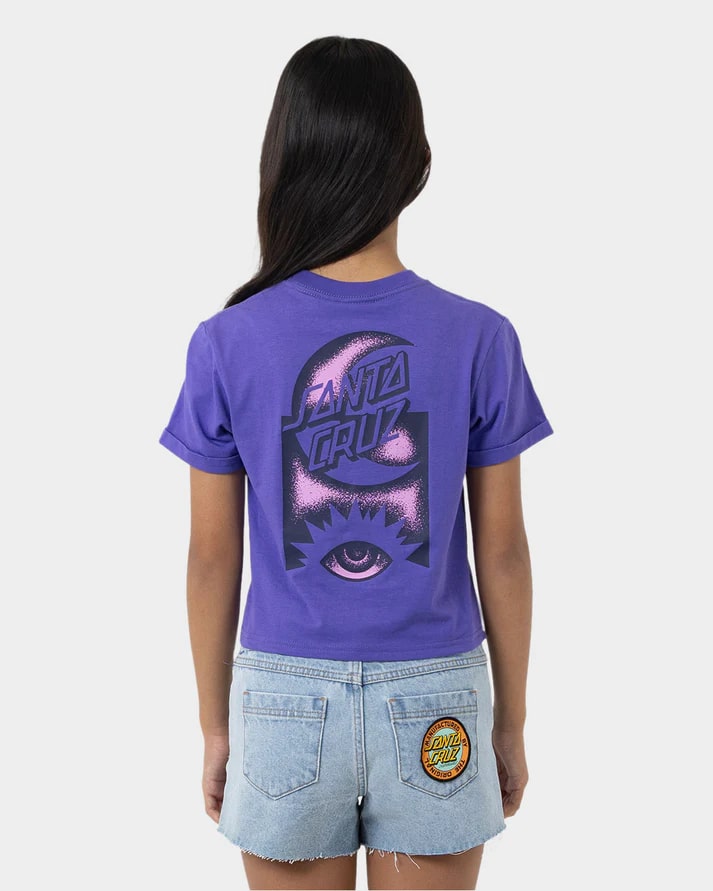 Santa Cruz Seeing Moon Dot Strip Girls Tee - Cute Graphic T-Shirt for Teen Girls - Perfect for Casual Wear, School, and Outings