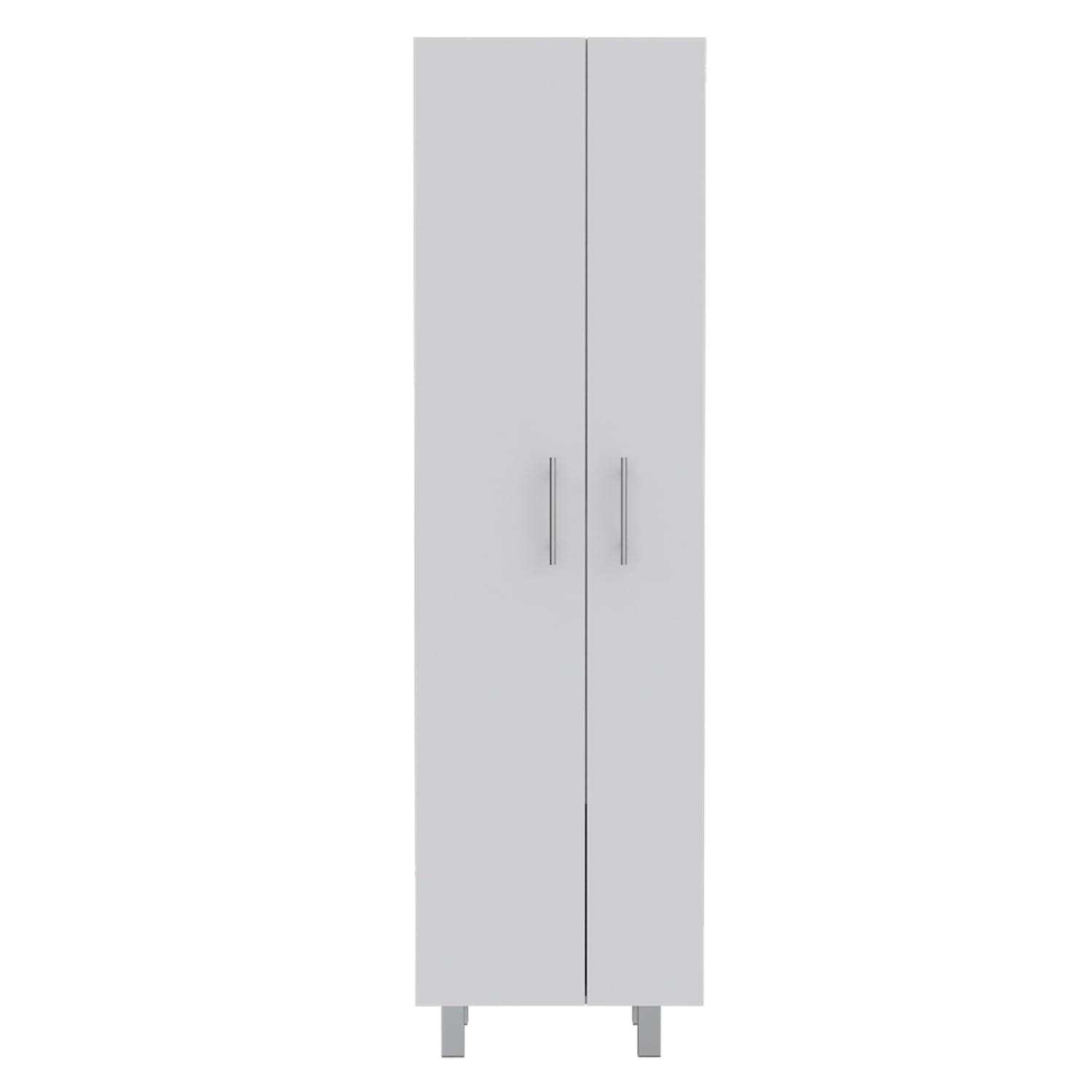 Bacoa White Cleaning Cabinet with 5 Shelves & Broom Hangers - 71.3 Inch Tall Storage Organizer for Brooms, Mops & Cleaning Supplies - Perfect for Laundry Room, Garage or Kitchen Organization