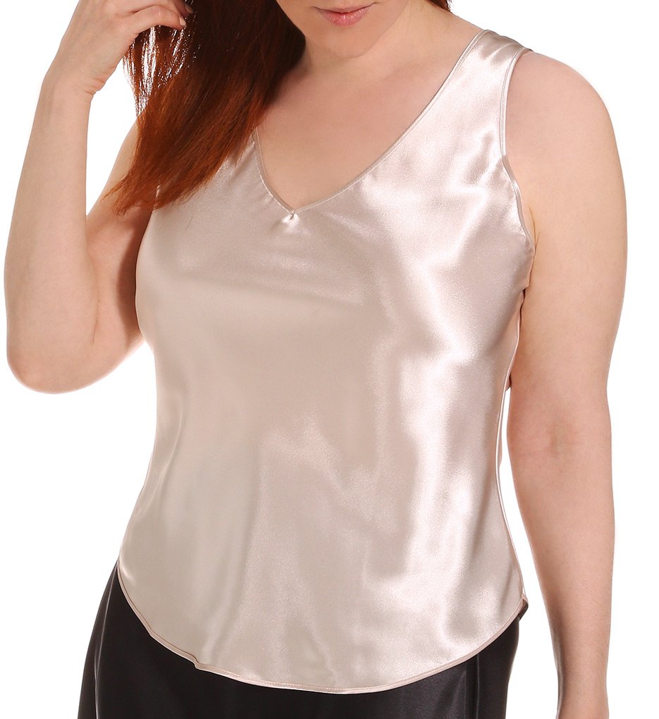 Emily Charmeuse Plus Size Camisole Top - Soft Stretchy Sleepwear & Loungewear for Women (2X/Mink) | Perfect for Nightwear, Yoga, and Relaxing at Home