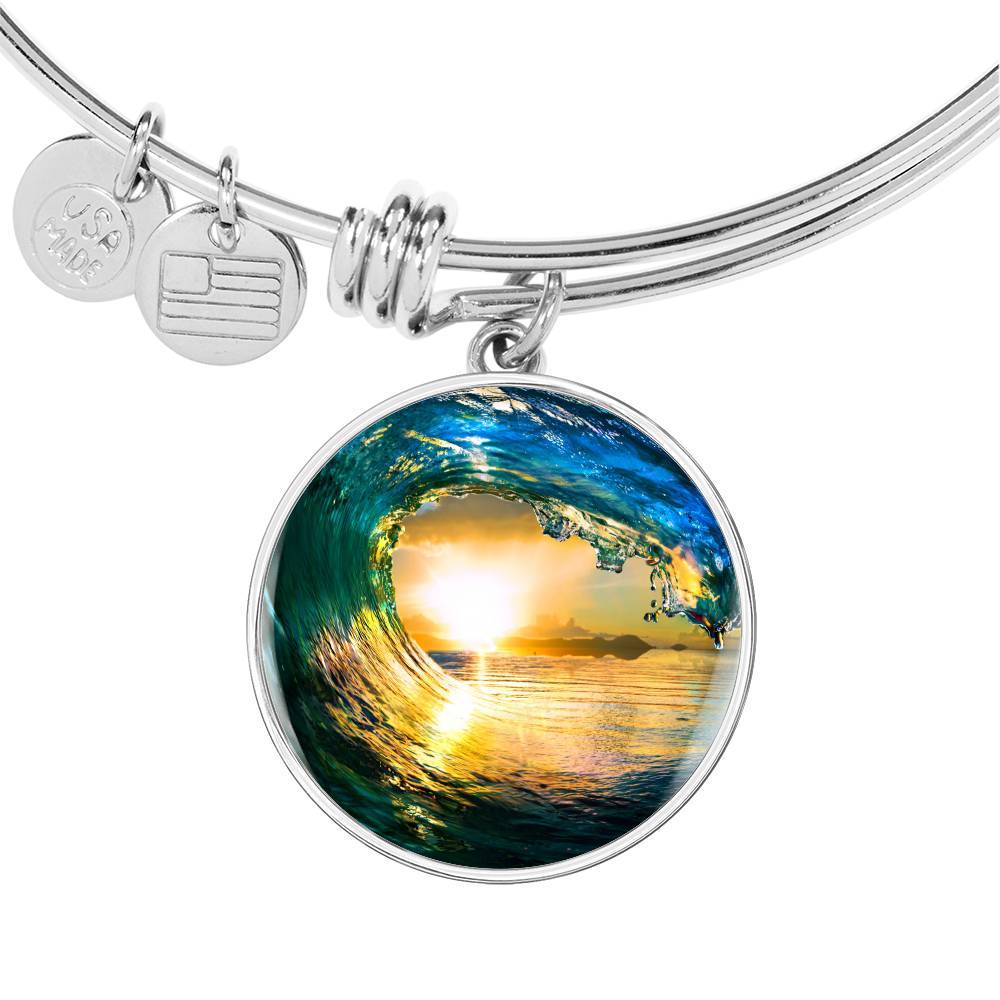 Eye of the Ocean Bangle Bracelet - Elegant Handmade Jewelry for Women | Perfect for Beach Vacations, Weddings & Boho Fashion