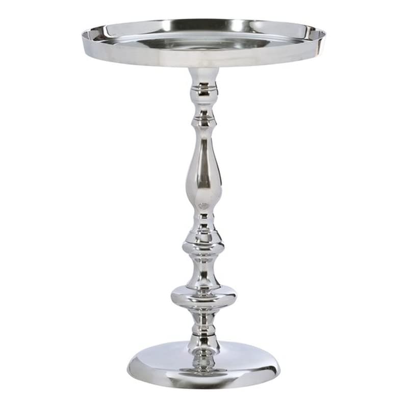 Powell Furniture Linon Britton Silver Aluminum Side Table - Outdoor Patio, Living Room, Bedroom Accent Table for Home Decor