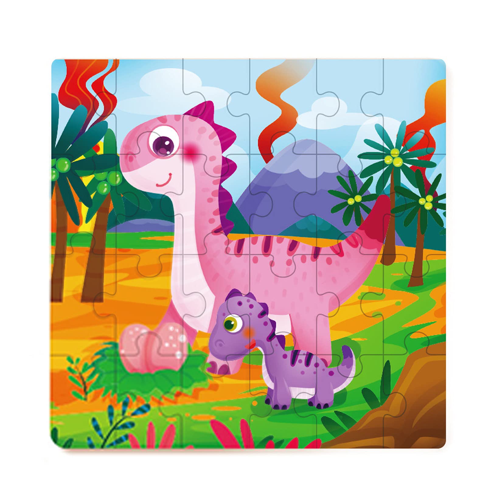 24-Piece Animal Pattern Jigsaw Puzzle Set - Educational Logic Training Toy, Wooden Density Board Puzzle for Kids, Birthday Gift for Boys & Girls - Perfect for Classroom, Home Learning & Family Game Night