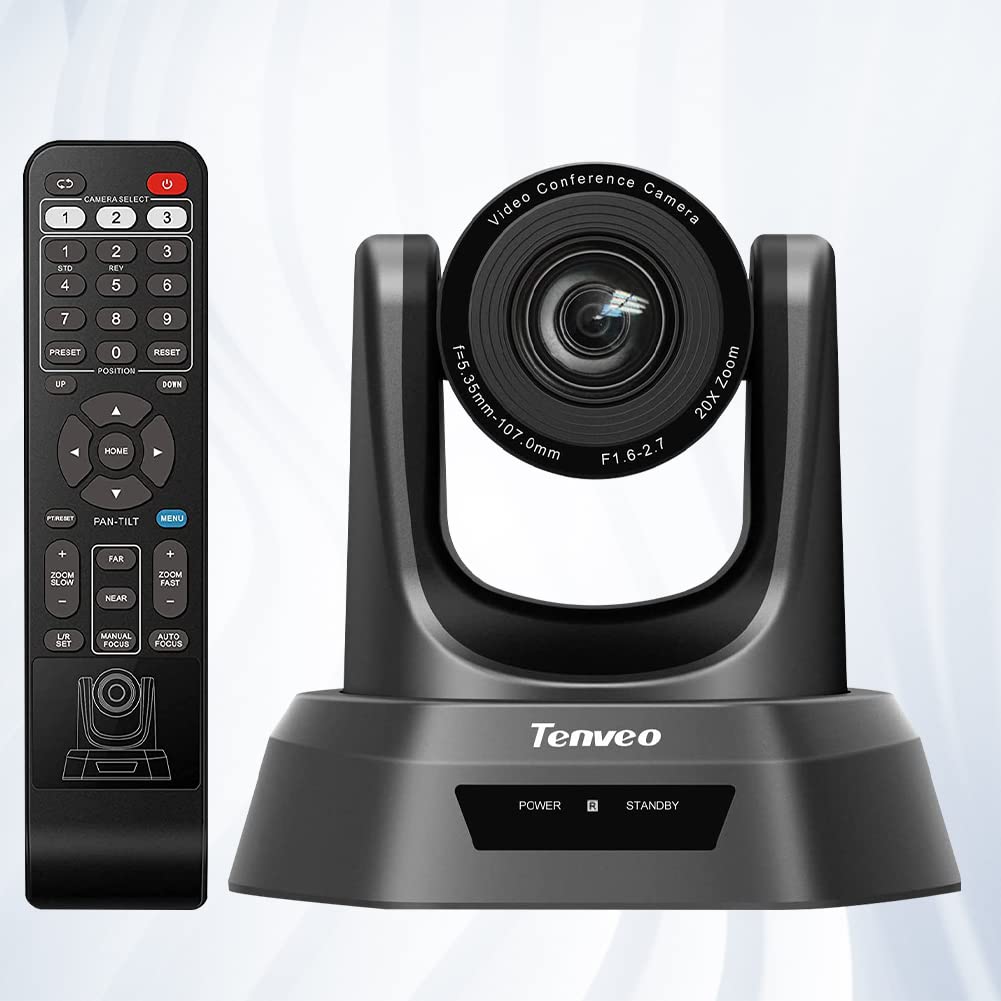 Tenveo NV20A Conference Camera - 10x Optical Zoom HD Webcam with USB/HDMI/SDI for Skype, Zoom, Teams Video Conferencing & YouTube, Twitch Live Streaming - Ideal for Business Meetings, Online Classes, Webinars and Content Creation