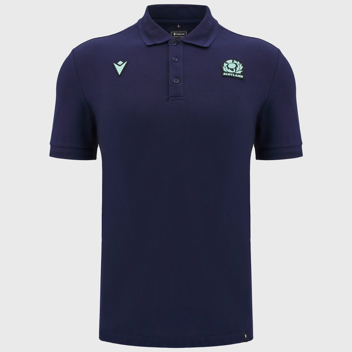 Scotland Rugby Macron Cotton Polo Shirt for Men - Breathable Athleisure Top in Navy Blue - Perfect for Training, Casual Wear & Sports Events