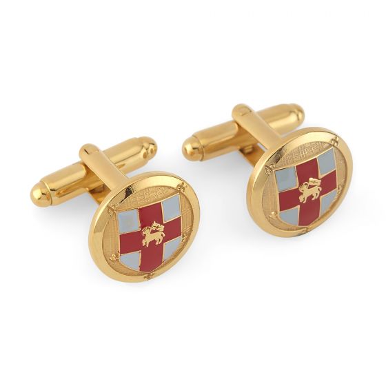 Elegant Middle Temple Round T Bar Gilt Cufflinks for Men - Luxury Gold Plated Dress Cuff Links - Perfect for Weddings, Business Meetings & Formal Events