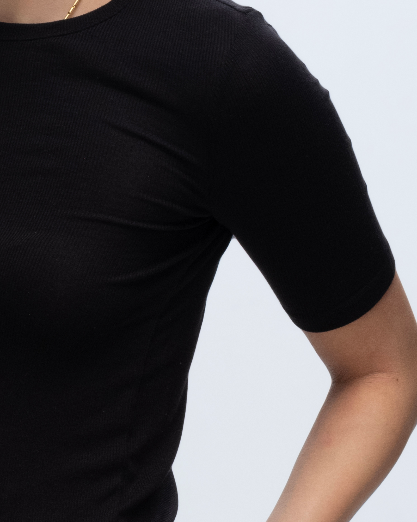 Soft Modal Rib Short Sleeve Crew Neck T-Shirt for Women - Breathable & Comfortable Black Tee - Perfect for Casual Wear, Yoga & Lounge