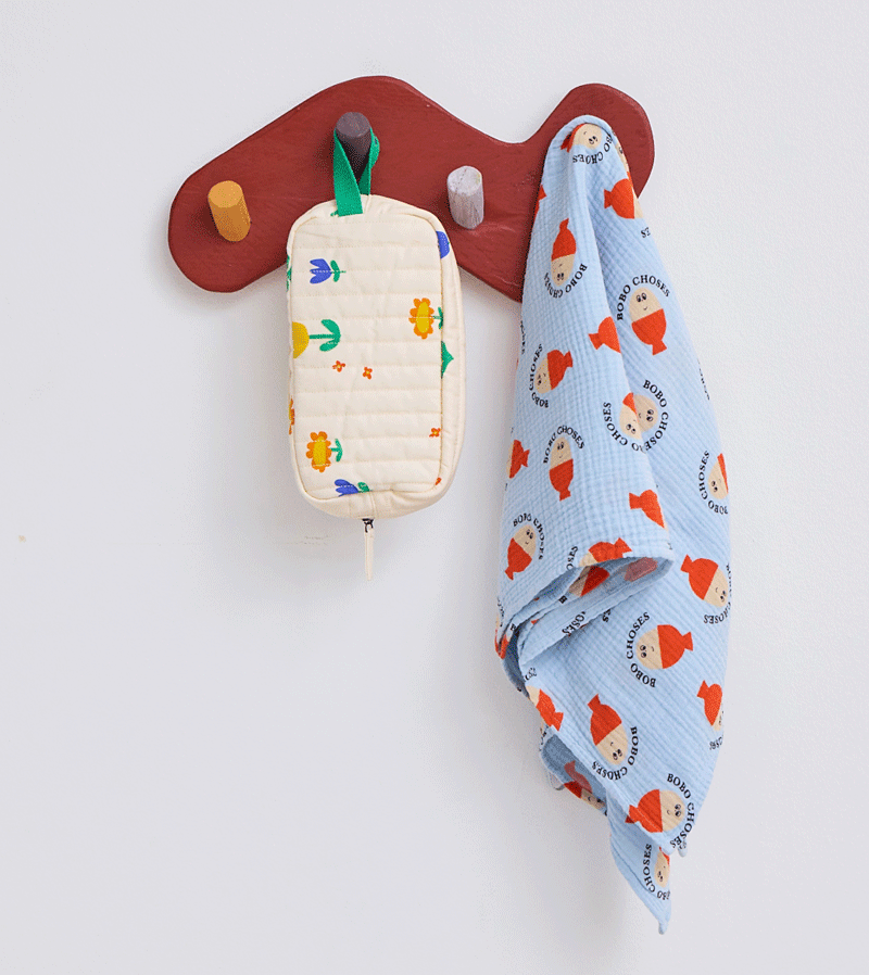 Bobo Choses Floral Print Cotton Pouch - Stylish & Reusable Bag for Garden Parties, Picnics, and Beach Outings
