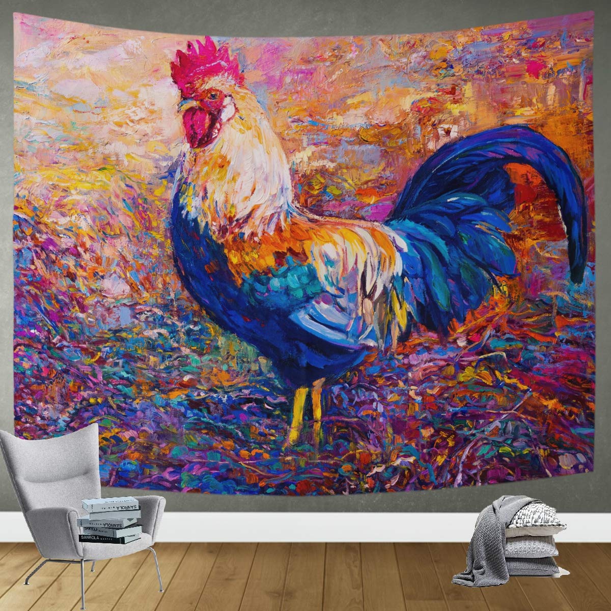 DOMIKING Rooster Tapestry Wall Hanging - 80x60 Inch Animal Print Bedroom Decor for Living Room, Dorm, Home - Soft Wall Blanket for Boho, Farmhouse & Aesthetic Room Decor | Perfect for Bed Cover, Wall Art & Cozy Home Styling