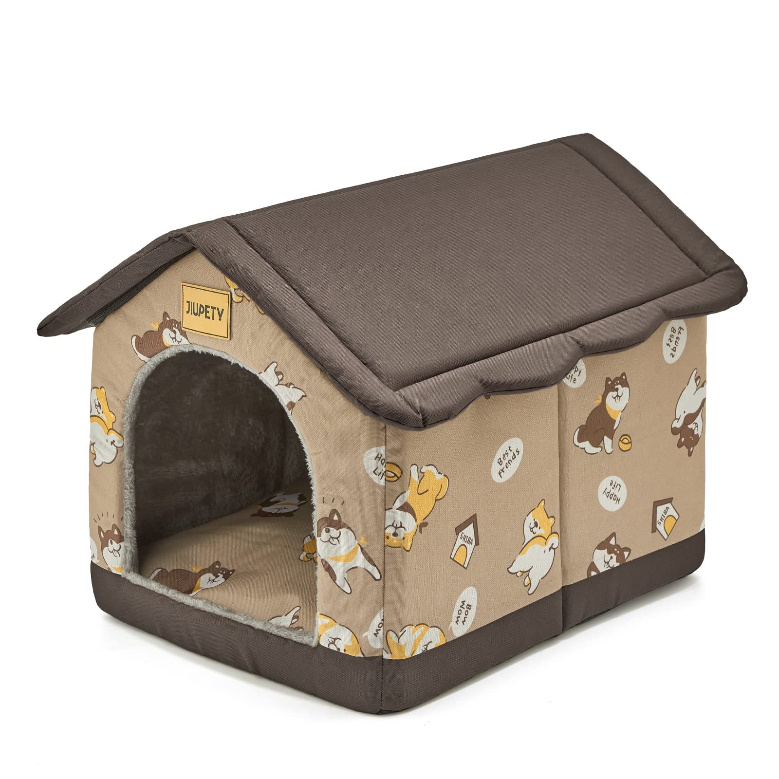 Jiupety XL Indoor Dog House for Medium & Large Dogs - Warm & Cozy Cave Bed for Cats & Dogs, Brown - Perfect for Living Room, Bedroom, or Patio Use