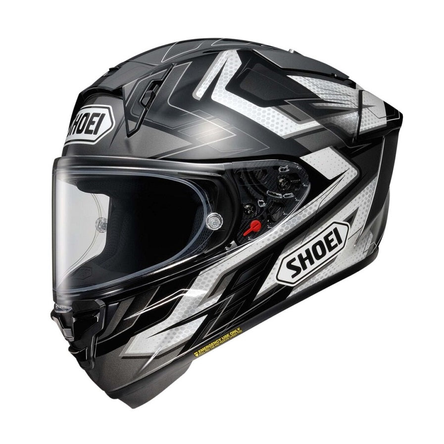 Shoei X Fifteen Escalate Black/White Motorcycle Helmet - Lightweight DOT Certified Full Face Helmet for Street Bike Riding & Racing