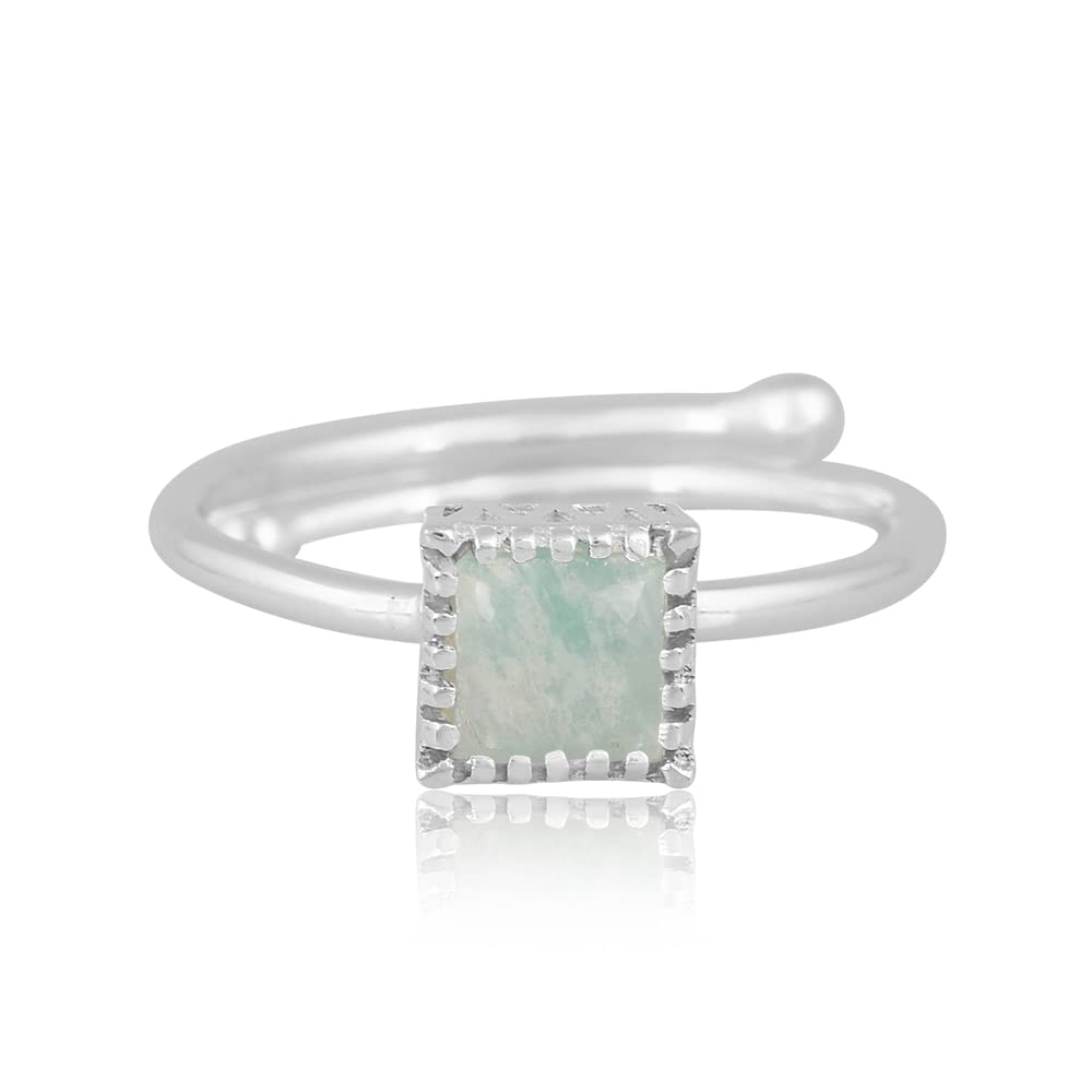 PANOPLY Amazonite Solid 925 Sterling Silver Ring for Women - Perfect Gift for Mom from Daughter or Son, Ideal for Anniversaries, Birthdays, Weddings, Christmas - Elegant Jewelry for Everyday Wear, Special Occasions, and Thoughtful Moments