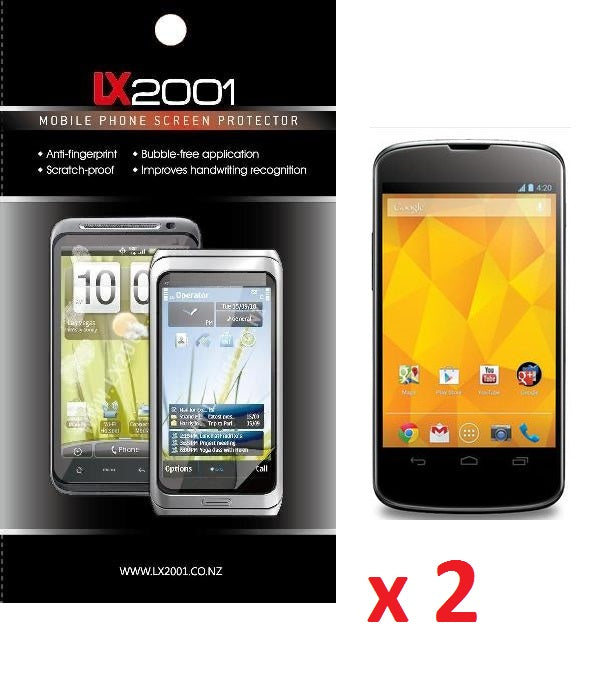 2 Pack LG Nexus 4 E960 Screen Protectors - HD Clear Anti-Scratch Film for Smartphone Display Protection - Perfect for Everyday Use & Gaming