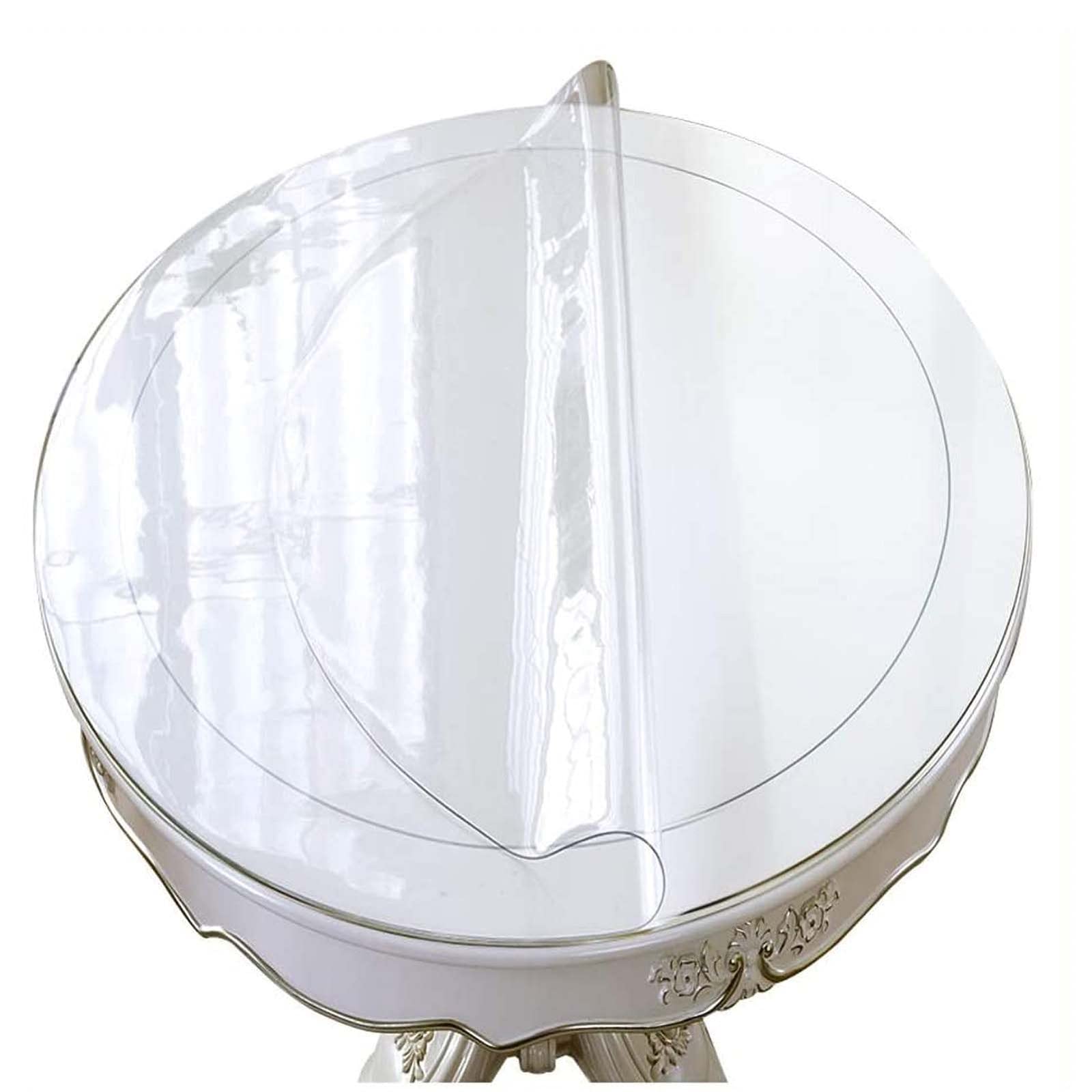 Clear Round Table Mat Protector - 1mm Thick Hardwood Floor & Chair Mat for Office Desk, Computer Workstation - 50cm/19.6in - Protects Floors from Scratches & Spills (Ideal for Home Office, Dining Table, Craft Room)