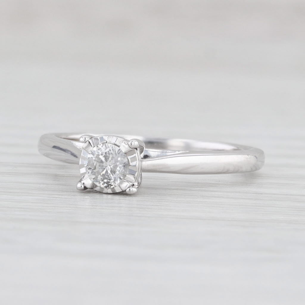 0.23ctw Round Diamond Solitaire Engagement Ring - 10k White Gold Size 7.25 - Perfect for Proposals, Anniversaries & Wedding Bands