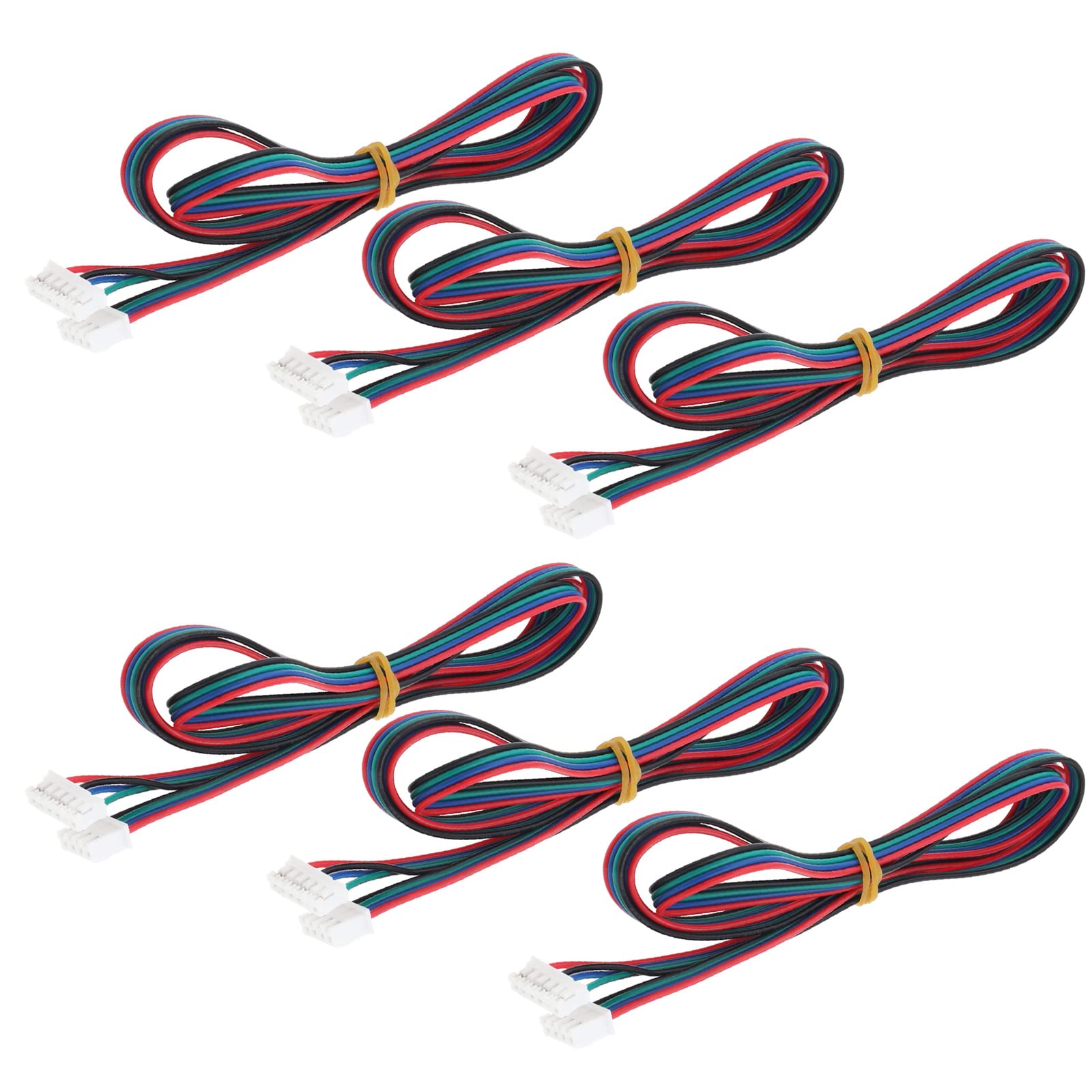 6Pcs 1.5M/4.9ft Stepper Motor Extension Cables XH2.54-4P to XH2.0-6P with Color-Coded Wires - Compatible with 3D Printers, CNC Machines, and Robotics Projects