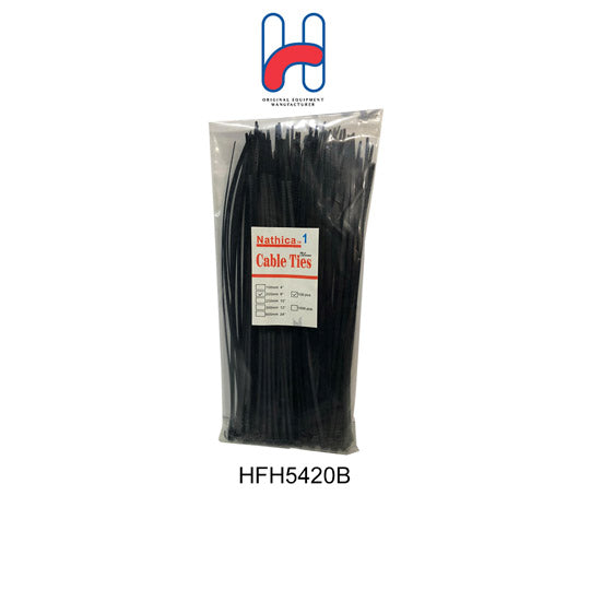 Heavy Duty Black Cable Ties 2.5x200mm (HFH5420B) - Secure Wires, Organize Cables for Home, Office & Industrial Use