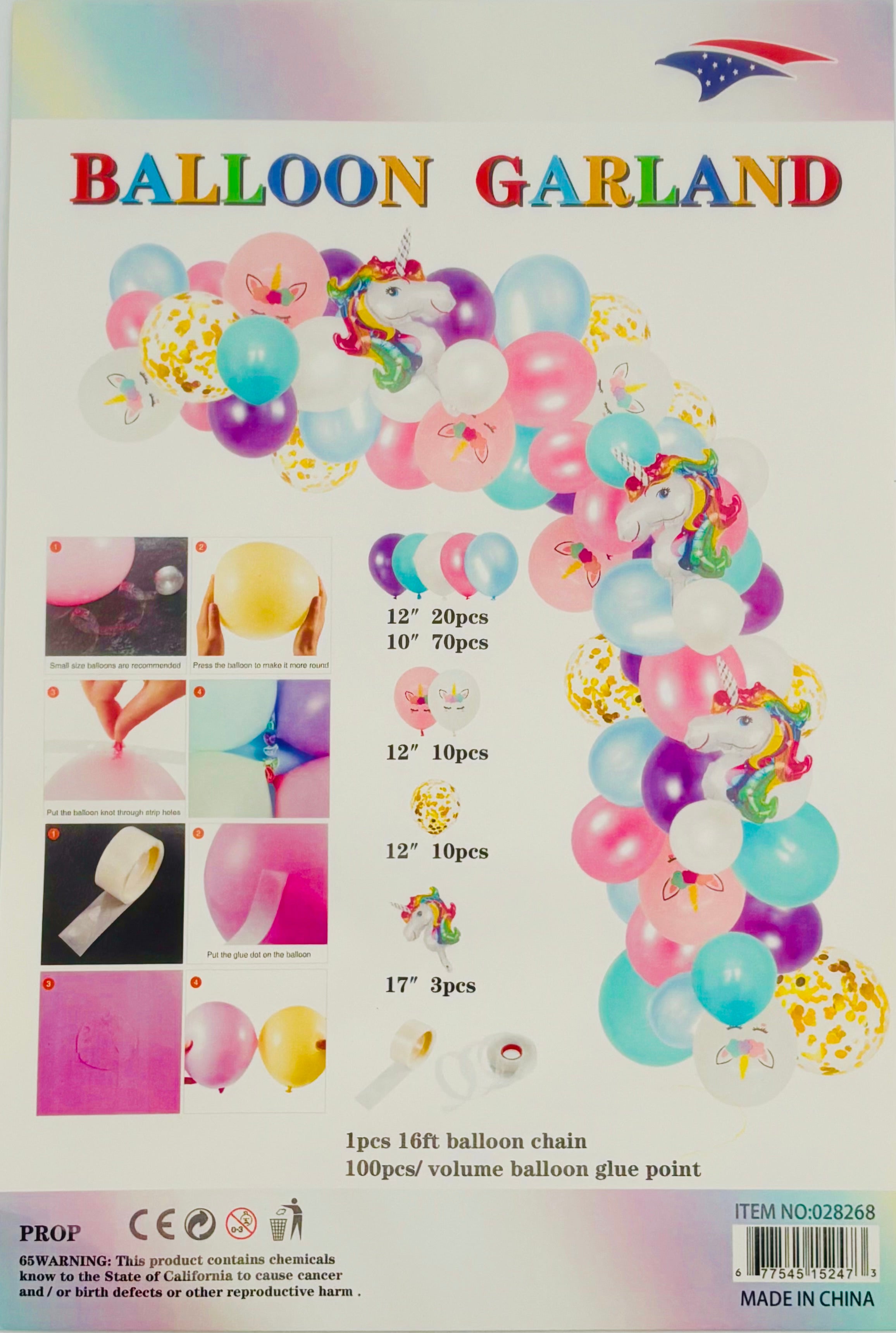 Unicorn Balloon Garland Kit - 1 Count for Birthday Parties, Baby Showers & Themed Decorations