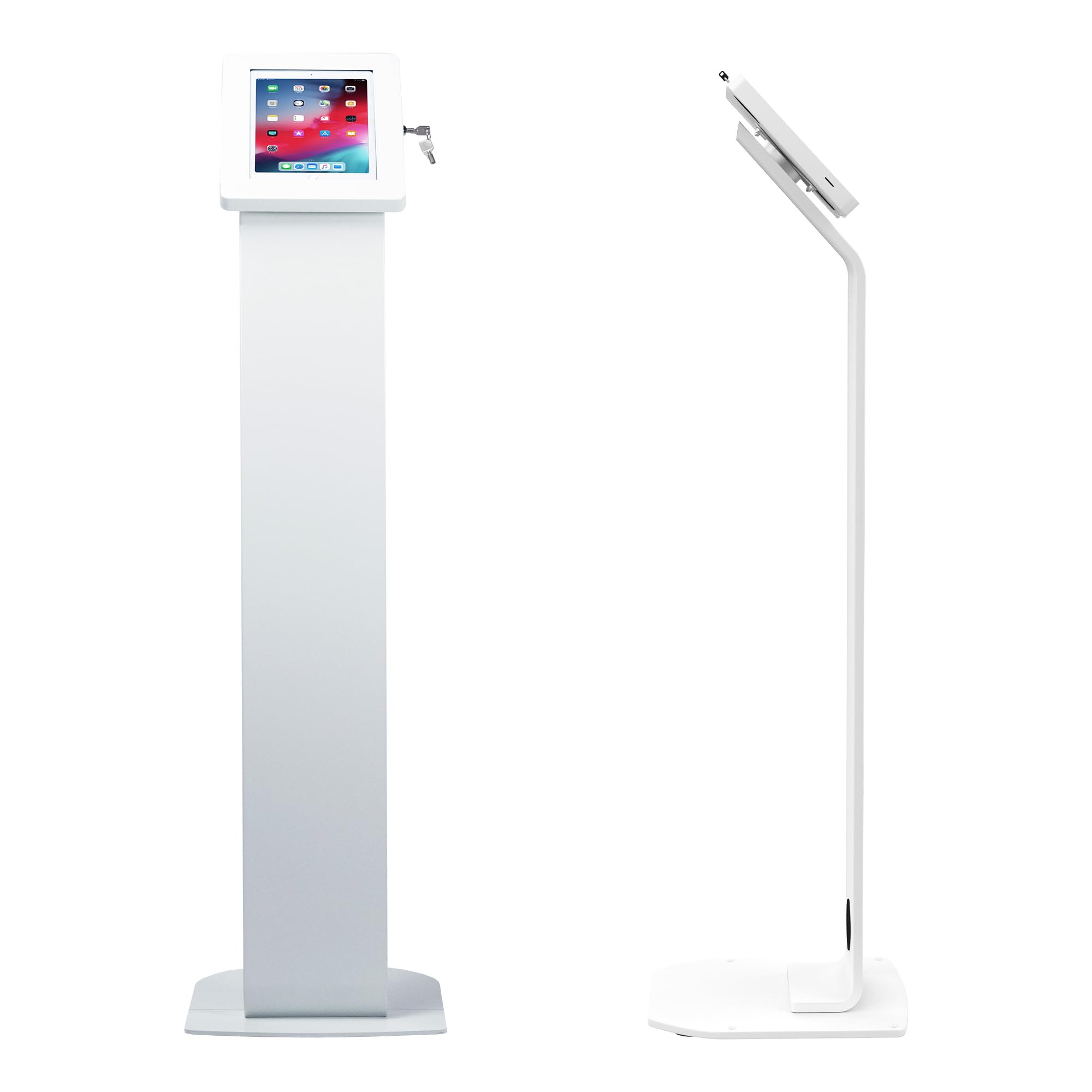 Premium Kiosk Floor Stand with CTA Locking Base - Universal Tablet Holder for iPad 11 (A16), iPad Pro 11-inch M4, iPad Air 11-inch M3, iPad 10th Gen & Samsung Galaxy Tab - Secure White Display Stand for Retail, Exhibitions & Interactive Kiosks (PAD-PARAFW)