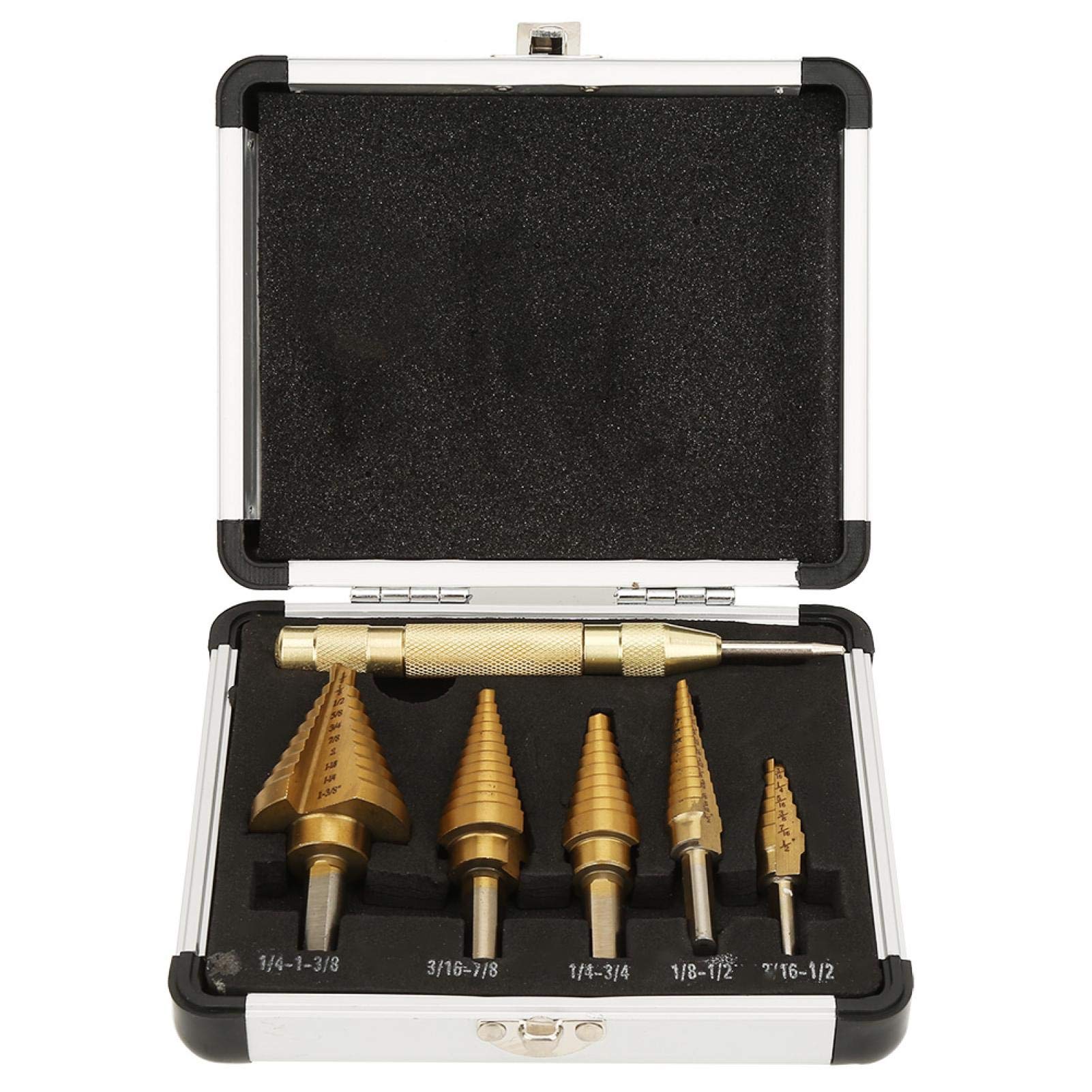 6PCS HSS Steel Step Cone Drill Bit Set - High Speed Steel Groove Handle Hole Cutter for Wood, Metal & Plastic - Perfect for DIY Projects, Home Repairs & Professional Use