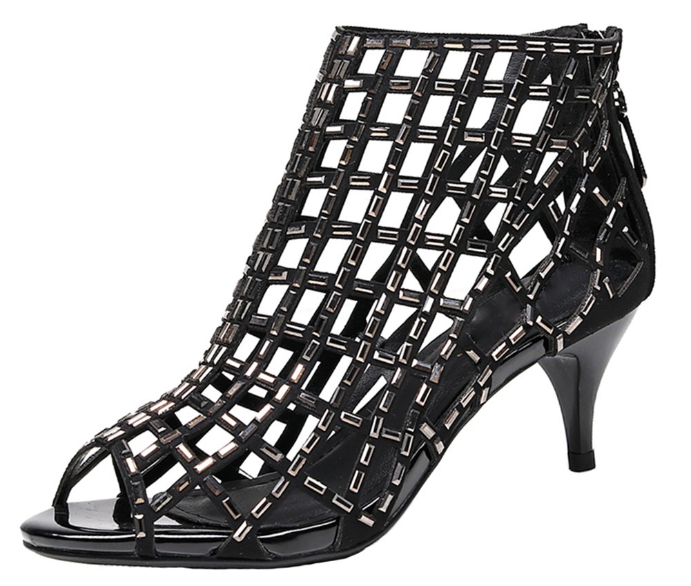 Jiandick Women's Rhinestone Ankle Boots - Elegant Prom Heels, Evening Dress Stiletto Sandals with Sparkling Crystals for Parties, Weddings & Special Occasions