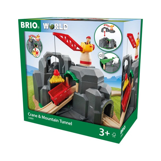 Brio Wooden Train Set with Crane & Mountain Tunnel - Interactive Toy for Kids, Perfect for Imaginative Play & Train Track Adventures