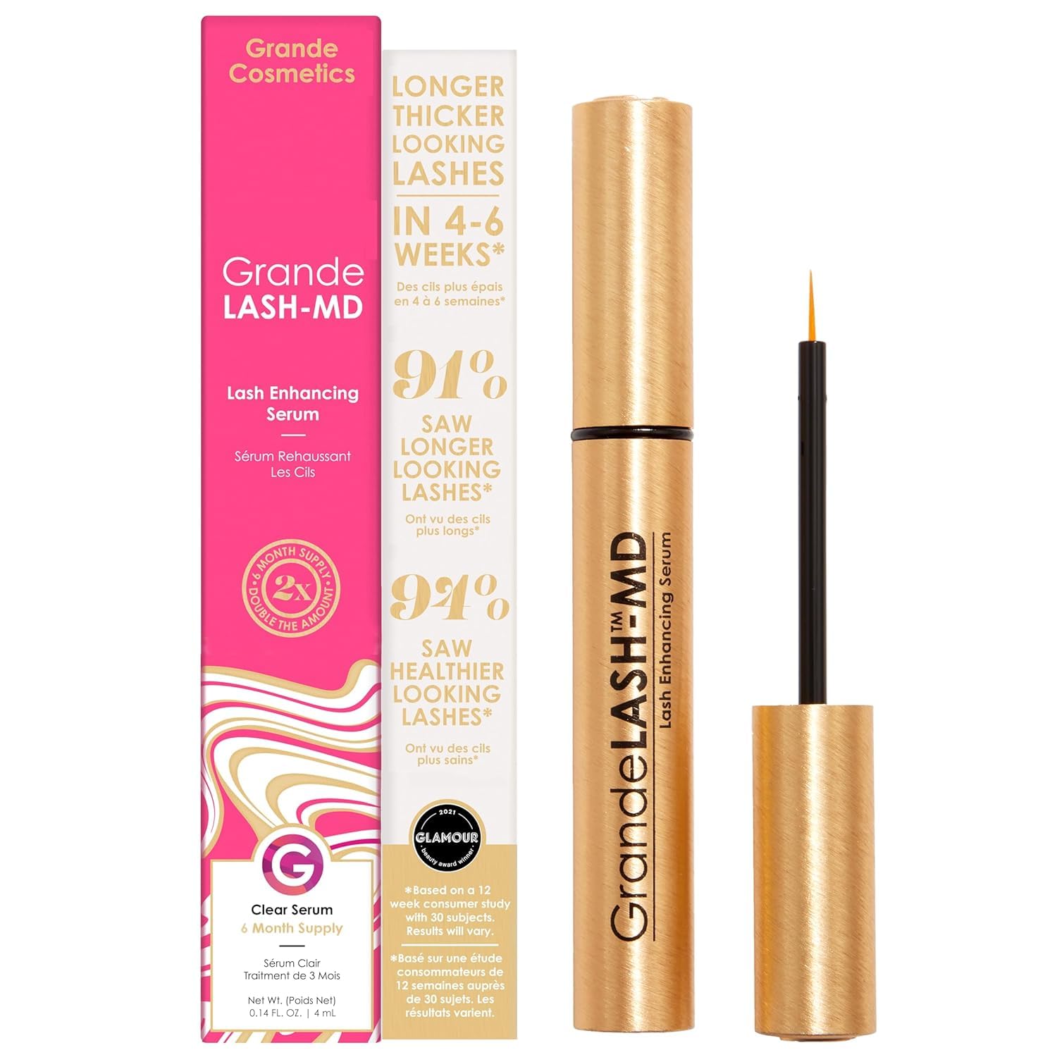 Best Eyelash Growth Serum - 4mL (6-Month Supply) for Longer, Thicker Lashes | Natural Lash Enhancer for Women & Men | Daily Use for Salon-Quality Results