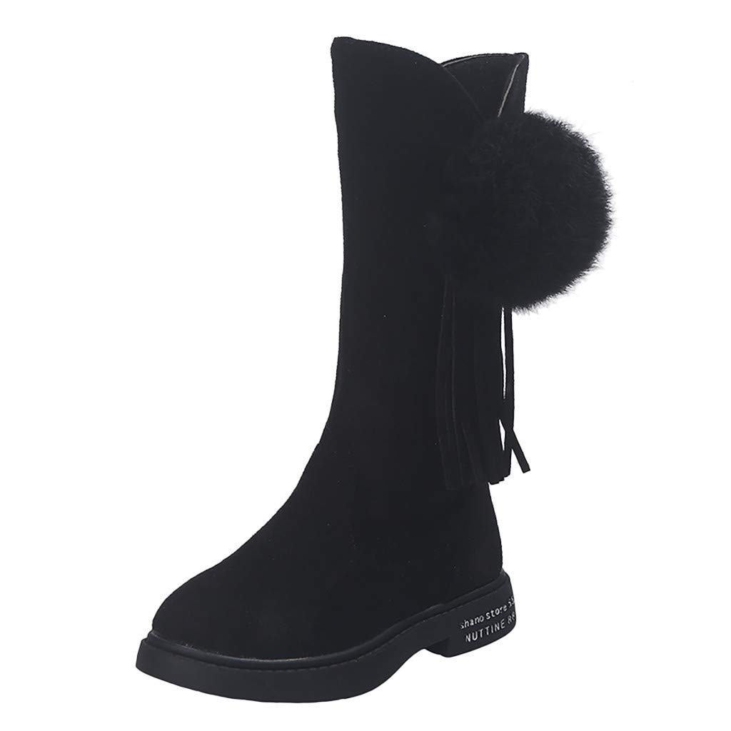 **Princess Plush Ball Tassel Boots for Baby Girls & Toddlers - Soft & Stylish Kids Winter Boots for Indoor & Outdoor Play**