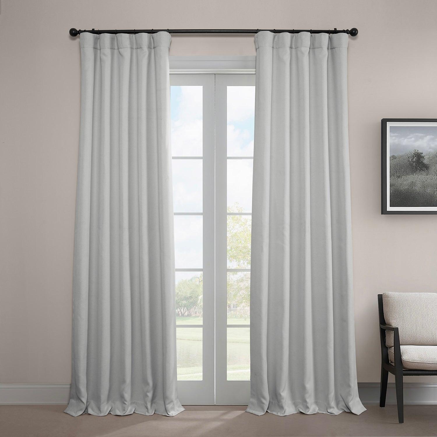 Oyster Textured Faux Linen Room Darkening Curtain