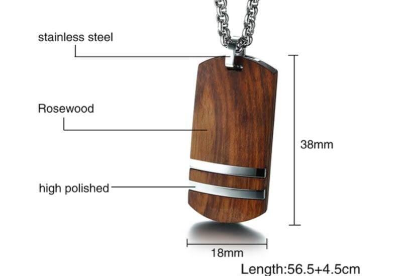 Authentic Rosewood Men's Necklace - Handcrafted Wooden Pendant for Stylish & Unique Gifts - Perfect for Casual Wear, Date Nights & Special Occasions