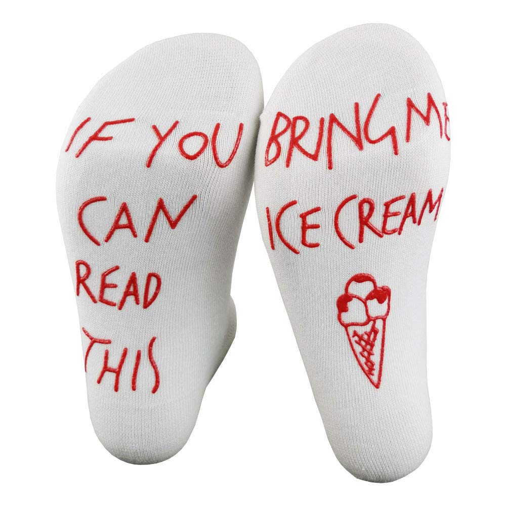 Funny Novelty Socks for Men & Women - 'If You Can Read This Bring Me Ice Cream' Text Socks - Perfect Gift for Birthday, Christmas & Ice Cream Lovers