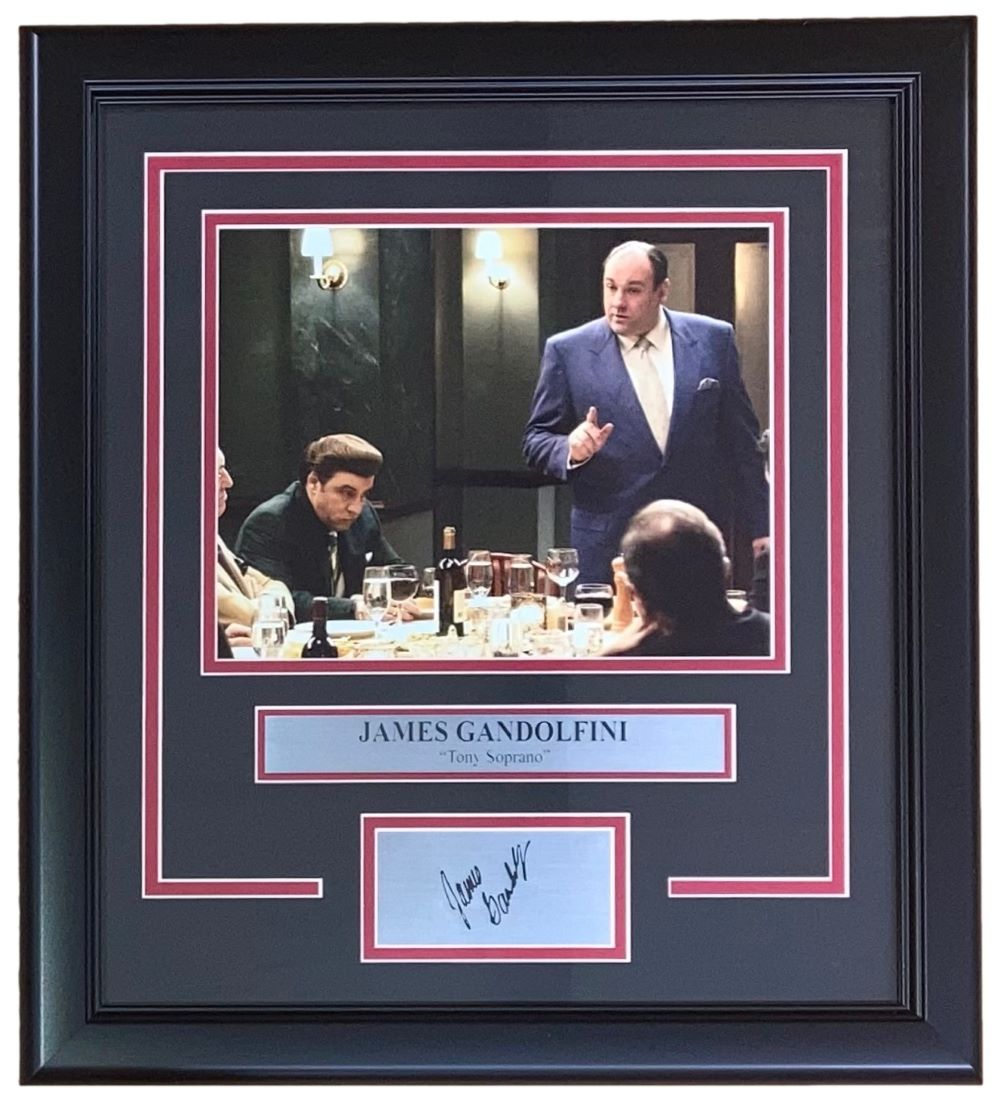 James Gandolfini Framed 8x10 Tony Soprano Autographed Photo with Laser Engraved Signature - Perfect for Sopranos Fans, Home Theater Decor, and Memorabilia Collections